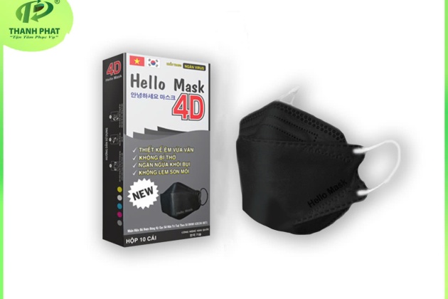 Khẩu Trang Cao Cấp 4D Hello Mask ( Màu Đen - 10 Cái/Hộp )